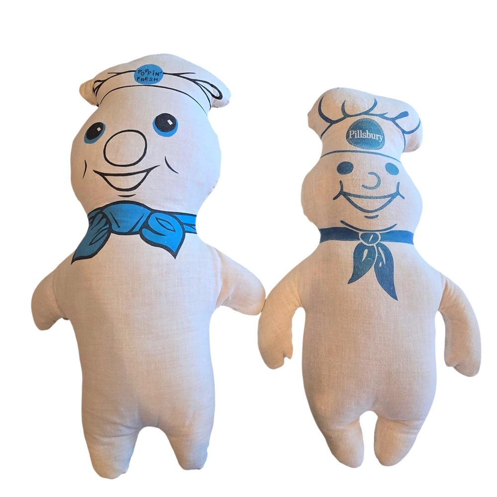 Vintage 1970s Pillsbury Doughboy Rag Dolls Lot Poppin Fresh Cloth Plush 14"